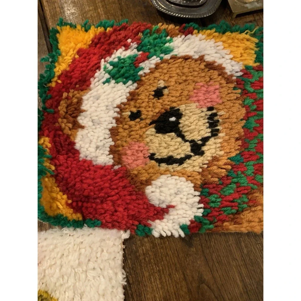 Adorable Vintage Christmas Latch Hook Set Of 3 Wall‎ Hanging Bears 12x12